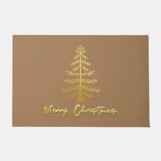 シマリーグラムモダンラグジュアリー金ゴールド木茶色 ドアマット (正面)