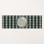 シマリーグリーンとシルバーのウミガメ ヨガマット (正面(横))