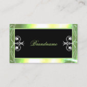 シマリーグリーンブラックダイきらめくモンズ装飾品 名刺 (正面)