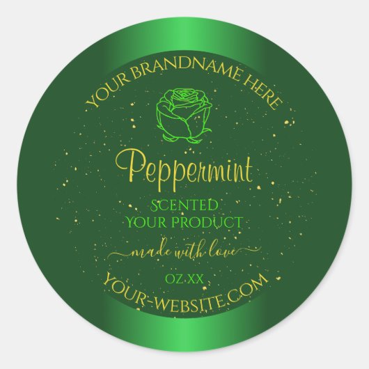 シマリーグリーン製品ラベルソフトグリッター花 ラウンドシール (正面)