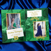 シマリーグリーン&ブルーキンセアニェラゴールドフォイル付 箔グリーティングカード