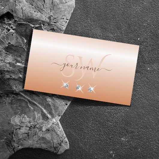 シマリーコーラルダグラデーションミきらめくンドイニシャル 名刺