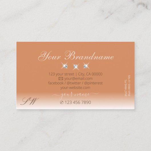 シマリーコーラルダグラデーションミきらめくンドモノグラム 名刺 (裏面)