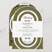 シマリーゴールデンフォイル効果ギリシャのミアンダーインフィニティ 招待状 (正面/裏面)