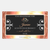 シマリーサーモンクリーム製品ラベルジュエリーブラック 長方形シール (正面)