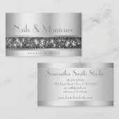 シマリーシルバーグリッターグラム爪、 ネイル&マニキュア 名刺 (正面/裏面)