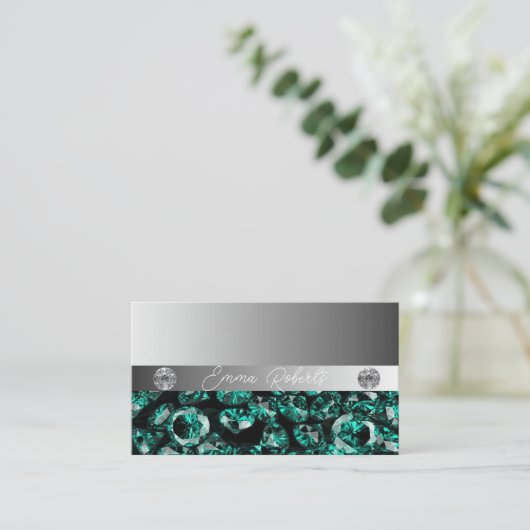 シマリーシルバースパークルグリッターダイヤモンド 名刺 (スタンド正面)