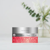 シマリーシルバースパークルルビーレッドグリッターダイヤモンド 名刺 (スタンド正面)