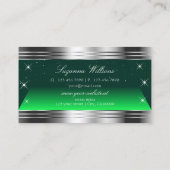 シマリースターズモノグラム縁どでグリーンシルバー 名刺 (裏面)