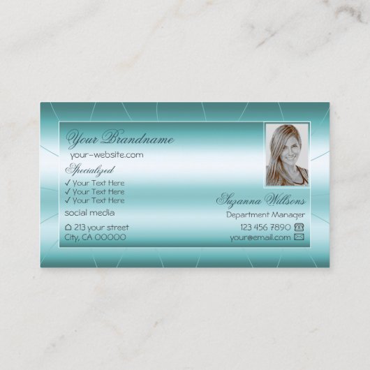 シマリーティール（緑がかった色）とダイヤモンドとフォトプロフェッショナル 名刺 (裏面)