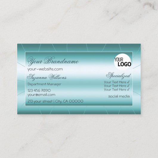 シマリーティール（緑がかった色）とダイヤモンドとロゴプロフェッショナル 名刺 (裏面)