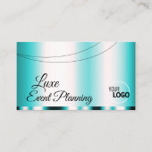 シマリーティール(緑がかった色)グラマラスとロゴと写真モダン 名刺 (正面)