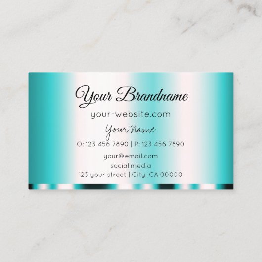 シマリーティール（緑がかった色）グラマラスプロフェッショナルとシンプル 名刺 (裏面)