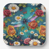 シマリードラゴンフライバラとデイジーティール（緑がかった色） ペーパープレート (正面)