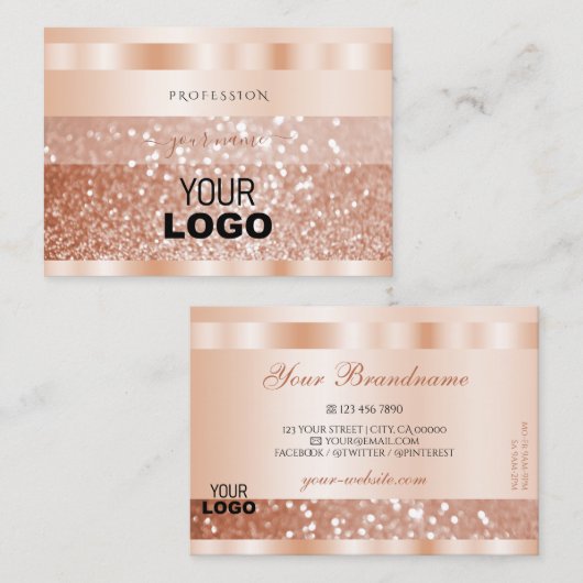 シマリーバラ金ゴールドスパークルグリッター追加ロゴラグジュアリー 名刺 (正面/裏面)