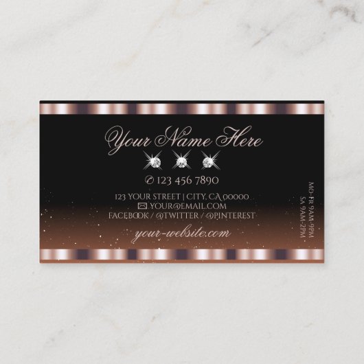 シマリーバラ金ゴールドブラウンスパークルジュエリースタイリッシュ 名刺 (裏面)