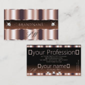 シマリーバラ金ゴールドブラウンスパークルジュエルズモノグラム 名刺 (正面/裏面)