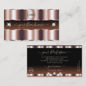 シマリーバラ金ゴールドブラウンスパークルロゴ付き宝石 名刺 (正面/裏面)