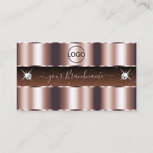 シマリーバラ金ゴールドブラウンスパークルロゴ付き宝石 名刺 (正面)