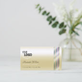 シマリーパステルシルククリームデコカラフルールロゴを追加 名刺 (スタンド正面)