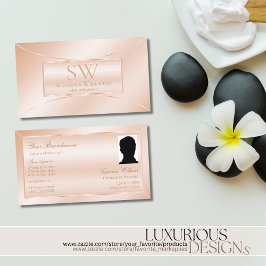 シマリーパステルバラサンゴとモノグラムと写真 名刺