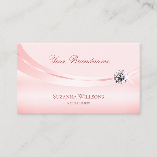 シマリーパステルピンクと写真とダイヤモンドモダン 名刺 (正面)