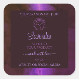 シマリーパープル大理石製品ラベルバラ花 スクエアシール