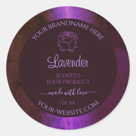 シマリーパープル大理石製品ラベルバラ花 ラウンドシール