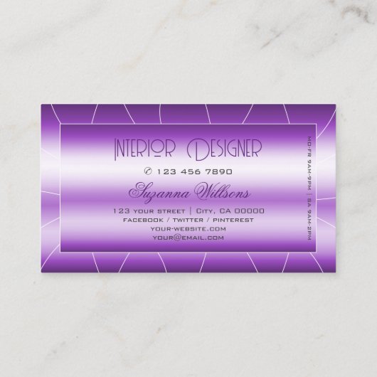 シマリーパープル王室のウィズダイヤモンドグラマラスLuxe 名刺 (裏面)