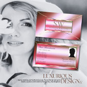 シマリーピンクグラデーショングリーン(モノグラムと写真) 名刺