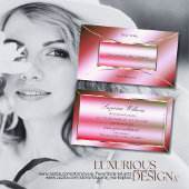 シマリーピンクグリーングラデーションゴールデンデコレーションラグジュアリー 名刺