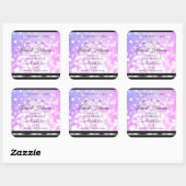 シマリーピンクパープルグリッター製品ラベルジュエリー スクエアシール (シート)