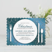 シマリーブルークリスマスディナーパーティの招待状 招待状 (スタンド正面)