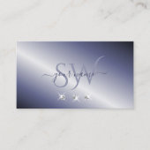 シマリーブルーシルバーダイヤきらめくモンドイニシャル 名刺 (正面)