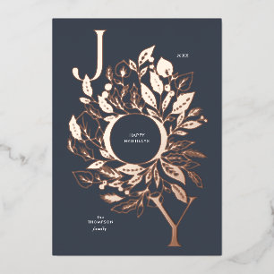 "シマリーボタニカルジョイ"バラ金ゴールドホリデーカード 箔シーズンカード