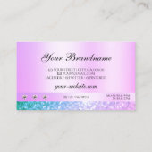 シマリーライトピンクティール(緑がかった色)グリッターダイアモンズパステル 名刺 (裏面)