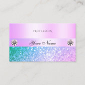 シマリーライトピンクティール(緑がかった色)グリッターダイアモンズパステル 名刺 (正面)