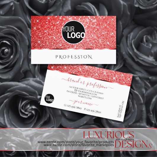 シマリールビーレッドグリッタースパークルスター追加ロゴ 名刺