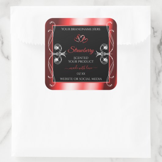 シマリールビーレッドフレームブラックプロダクトラベル宝石 スクエアシール (バッグ)