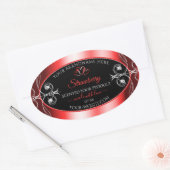 シマリールビーレッドフレームブラックプロダクトラベル宝石 楕円形シール (封筒)