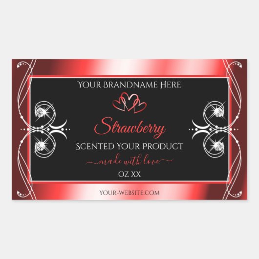 シマリールビーレッドフレームブラックプロダクトラベル宝石 長方形シール (正面)