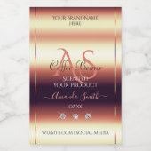 シマリーレッドブラウン製品ラベルジュエリーイニシャル フードラベル (シングルラベル)