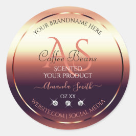 シマリーレッドブラウン製品ラベルジュエリーイニシャル ラウンドシール