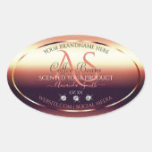 シマリーレッドブラウン製品ラベルジュエリーイニシャル 楕円形シール (正面)