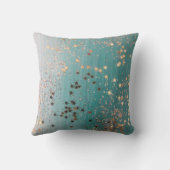 シマリー金ゴールドスターズオンティール(緑がかった色) クッション (裏面)