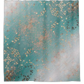 シマリー金ゴールドスターズオンティール（緑がかった色） シャワーカーテン (正面)