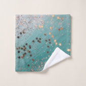 シマリー金ゴールドスターズティール(緑がかった色)バスタオルセット バスタオルセット (ウォッシュタオル)