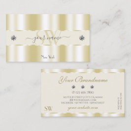 シマリー金ゴールドスパークルダイヤモンドモノグラムラグジュアリー 名刺