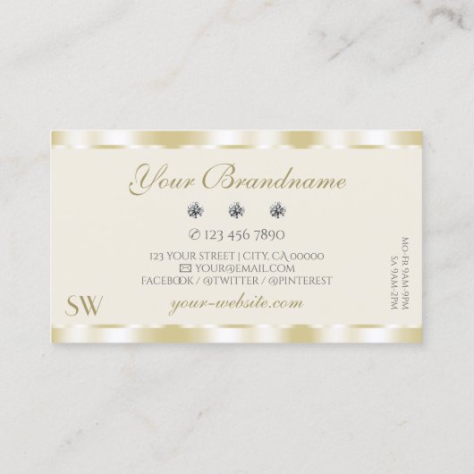 シマリー金ゴールドスパークルダイヤモンドモノグラムラグジュアリー 名刺 (裏面)