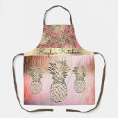 シマリー金ゴールドパイナップルトロピカルシダ エプロン (正面)